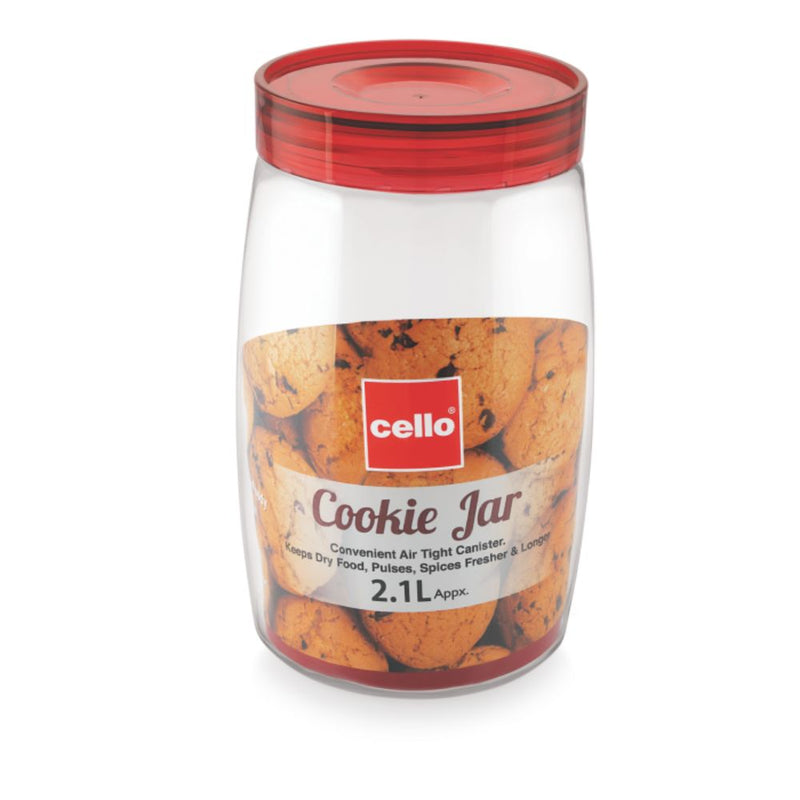 Cello Cookie Plastic Storage Jar with Red Lid - 3