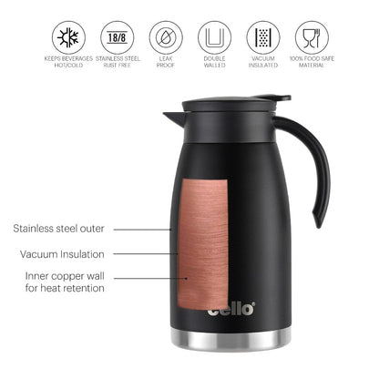Cello Duro Pot Stainless Steel Insulated Teapot with Durable DTP Coating - 9