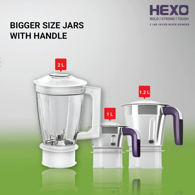 Havells Hexo 1000 Watt Juicer Mixer Grinder with 3 Jars - 5