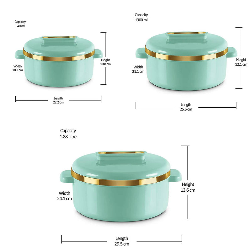 Milton Curve Regular Insulated Casserole Set | Set of 3 Pcs