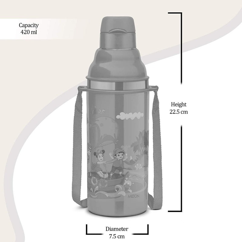 Milton Kool Stunner 400 ML Insulated Inner Stainless Steel Water Bottle for Kids - Light Pink - 8