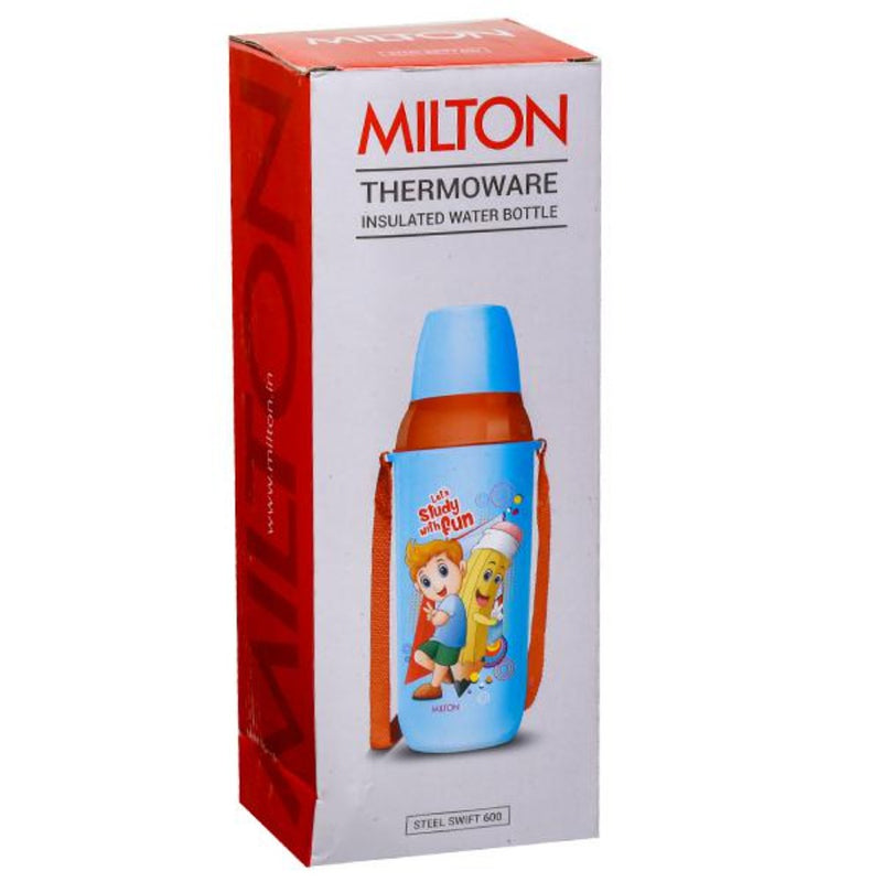 Milton Steel Swift 600 ML Insulated Inner Stainless Steel Water Bottle for Kids - 11