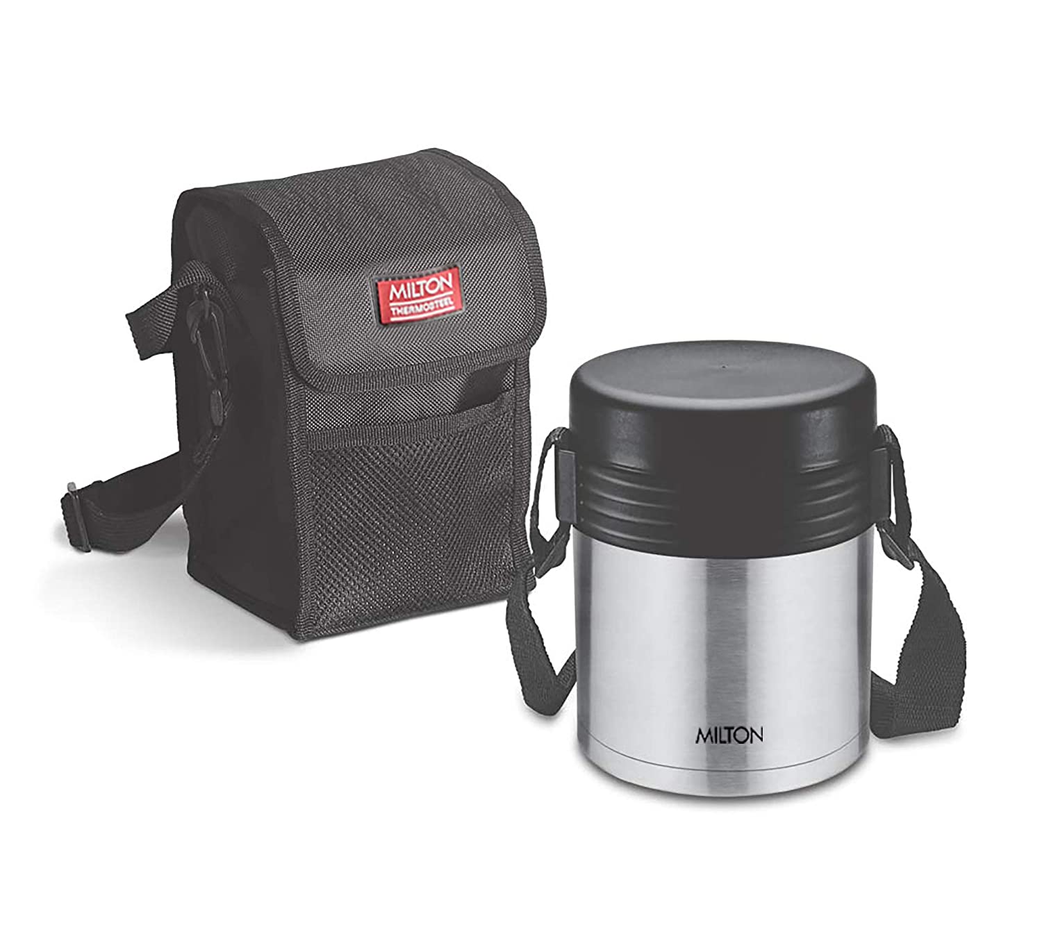 Milton Tuscany Thermosteel Tiffin With Plain Lid | Black