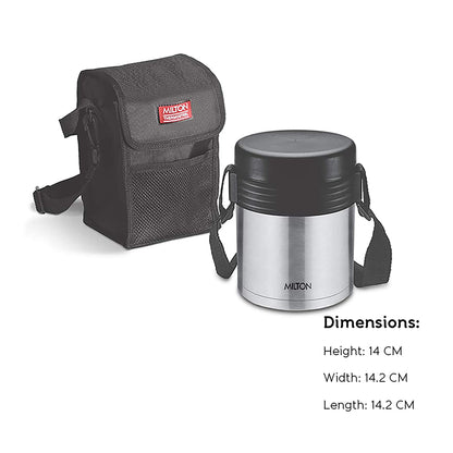 Milton Tuscany Thermosteel Tiffin With Plain Lid | Black