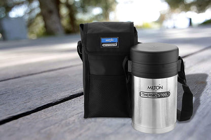 Milton Tuscany Thermosteel Tiffin With Plain Lid | Black