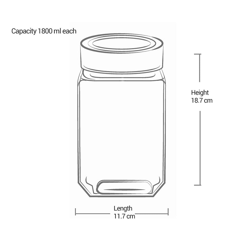 Treo Cube Storage Glass Jar 1800 ml - 16