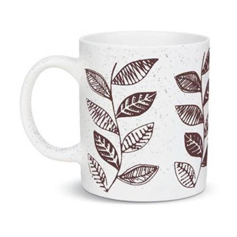 Treo Artisan Earthen Art 350 ML Ceramic Mug - Brown Leaf - 3