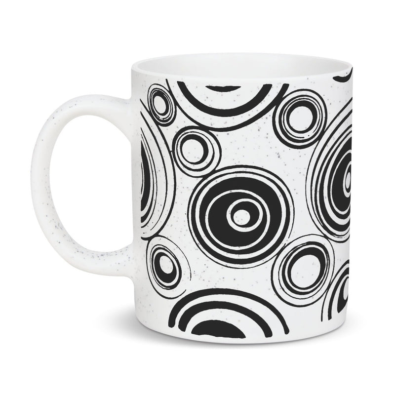 Treo Artisan Earthen Art 350 ML Ceramic Mug - Black Big Circles - 4