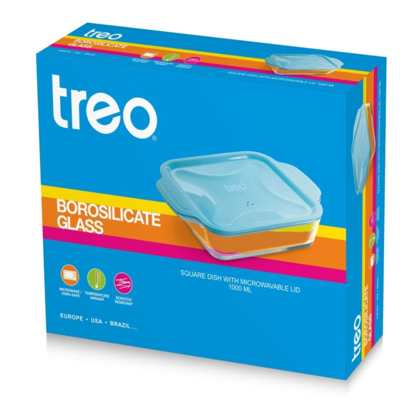Treo Borosilicate Square Dish 650 ML with Microwavable Lid - 4