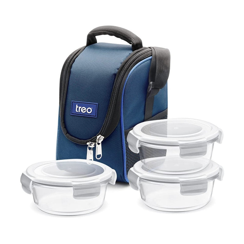 Treo Health First 380 ML Glass Round Container Tiffin Box with Cover - 3
