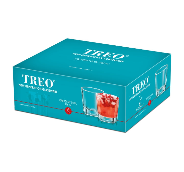 Treo Crescent Cool 205 ML Tumbler | Transparent | Set of 6 Pcs