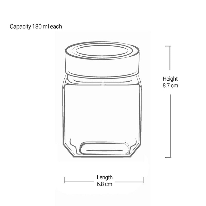 Treo Cube 180 ML Glass Storage Jar with Steel Lid - 7
