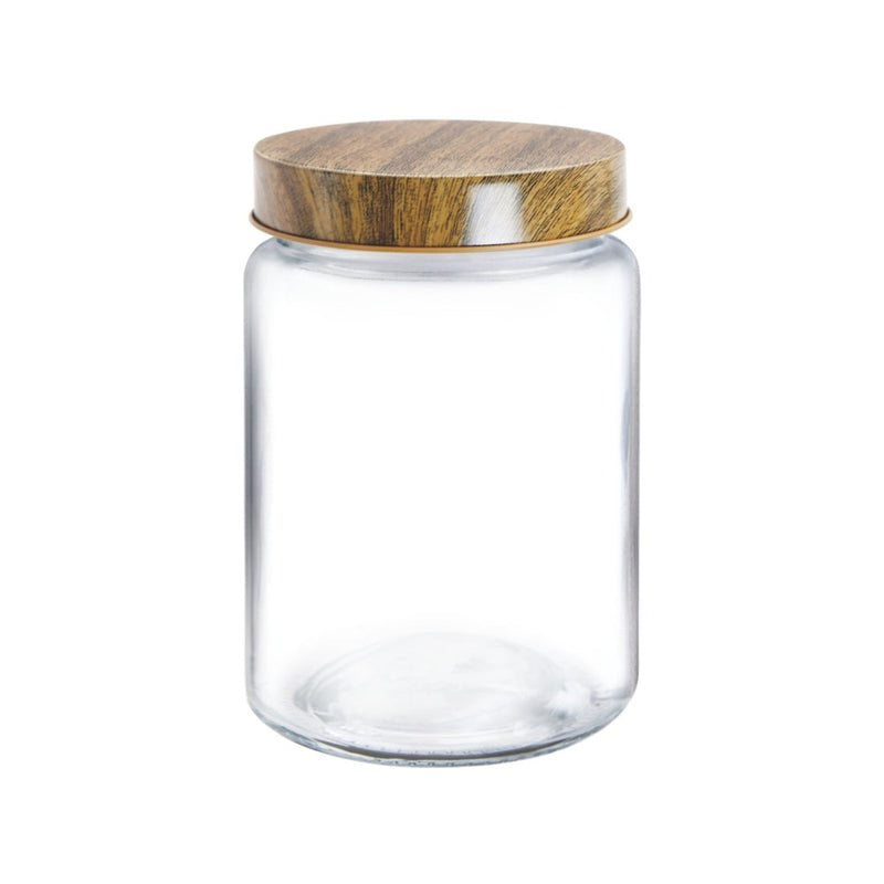 Treo Borosilicate Round Storage Jar with Wooden Lid - 1000 ml - 5