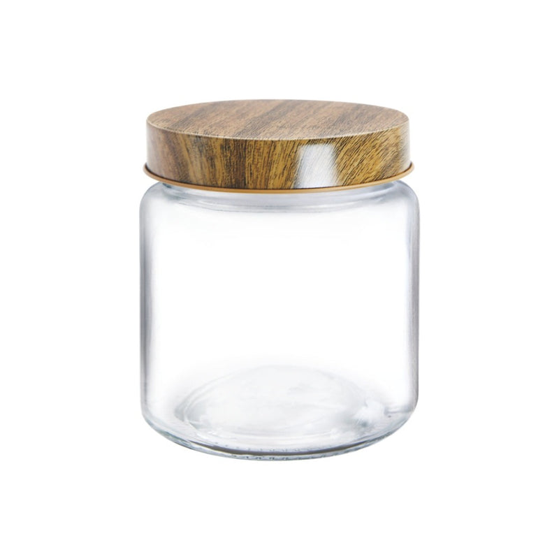 Treo Borosilicate Round Storage Jar with Wooden Lid - 600 ml - 2