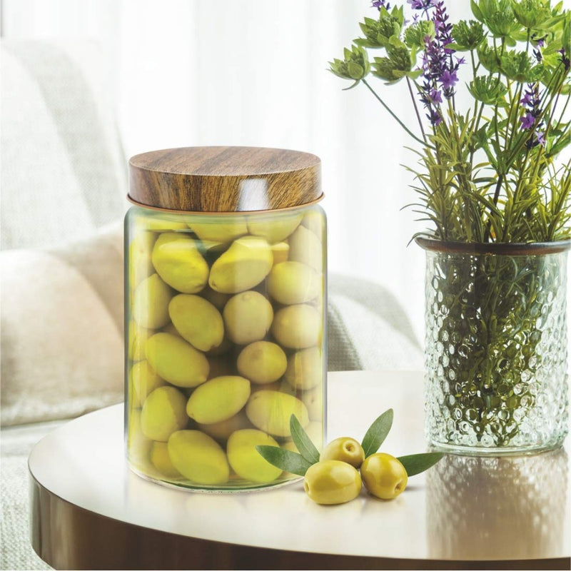 Buy Borosilicate Round Jar with Wooden Lid Online - Treo by Milton