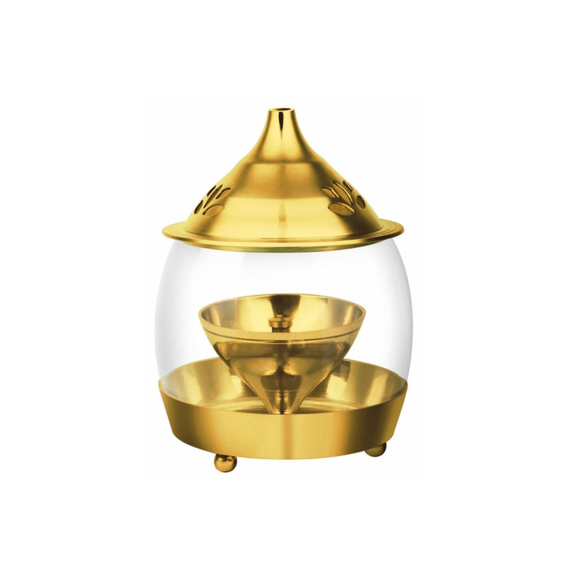 Treo Brass Arpan Diya with Borosilicate Glass Cover - 6
