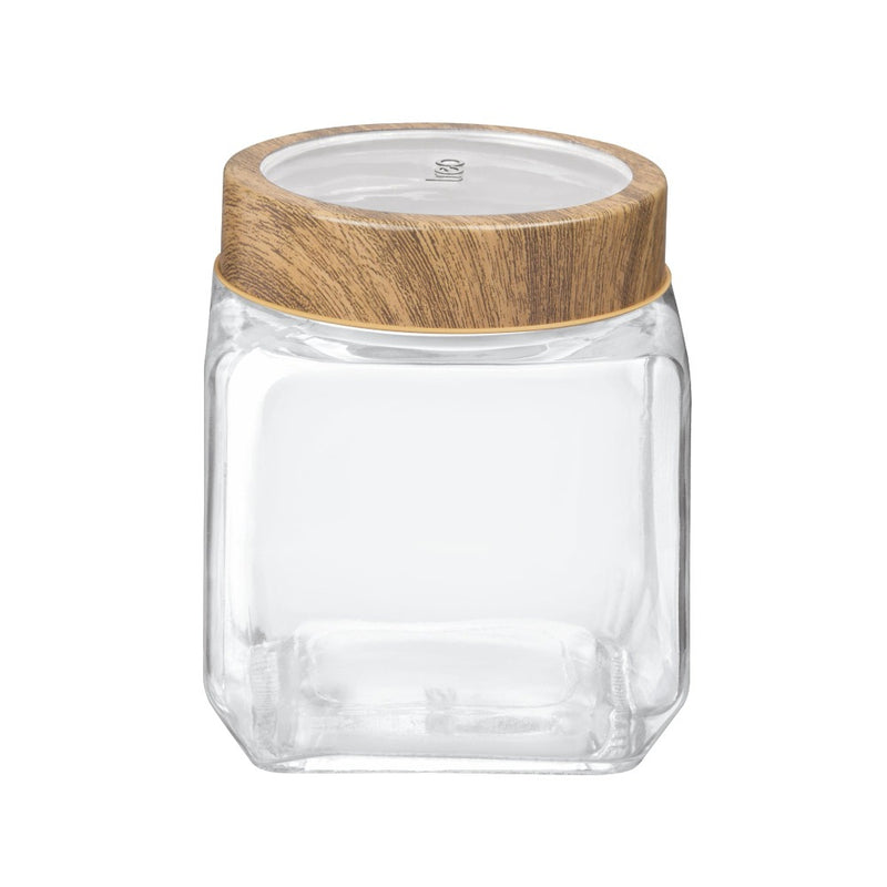 Treo Woody Cube Storage Glass Jar - 1200 ML - 10