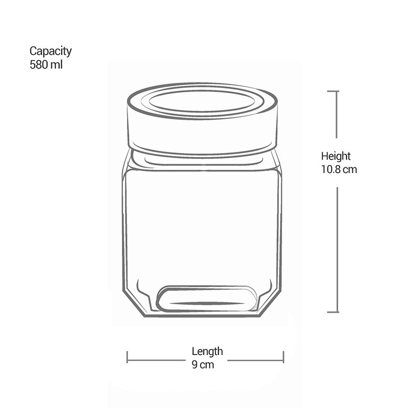 Treo Woody Cube Storage Glass Jar - 580 ML - 3
