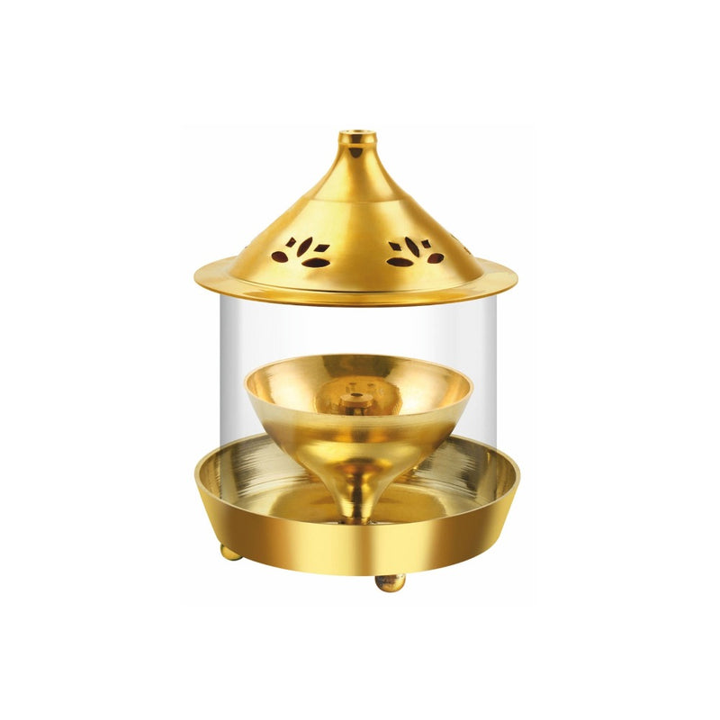 Treo Brass Shubham Diya with Borosilicate Glass - 5