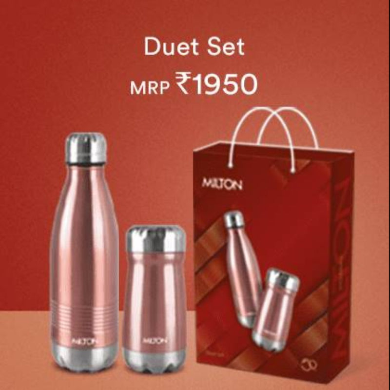 Milton Duet Gift Set - Duo Dlx 500 ML Bottle + All Rounder 350 ML Flask - 1