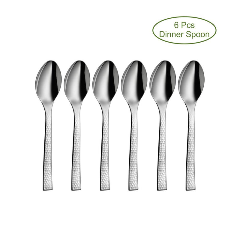 Shri and Sam Stainless Steel Impressa Hammered Cutlery Set, 6-Pieces, Silver