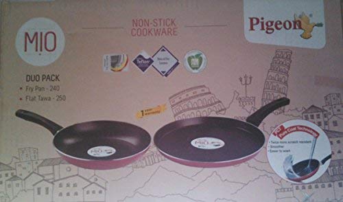 Pigeon Mio Non Stick Cookware Duo Pack, Fry Pan (240mm) and Flat Tawa (250mm) PI12417