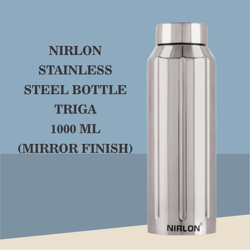Nirlon Stainless Steel Bottle- Triga  1000 Ml - (Mirror Finish) from www.rasoishop.com