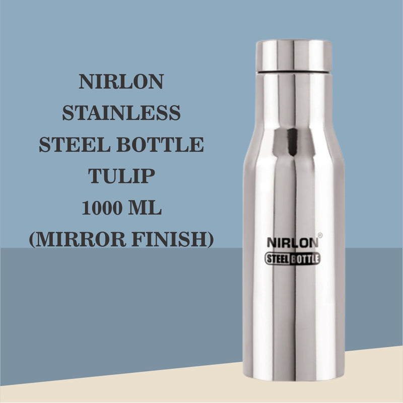 NIRLON STAINLESS STEEL BOTTLE- TULIP 1000 ML - (MIRROR FINISH) from www.rasoishop.com