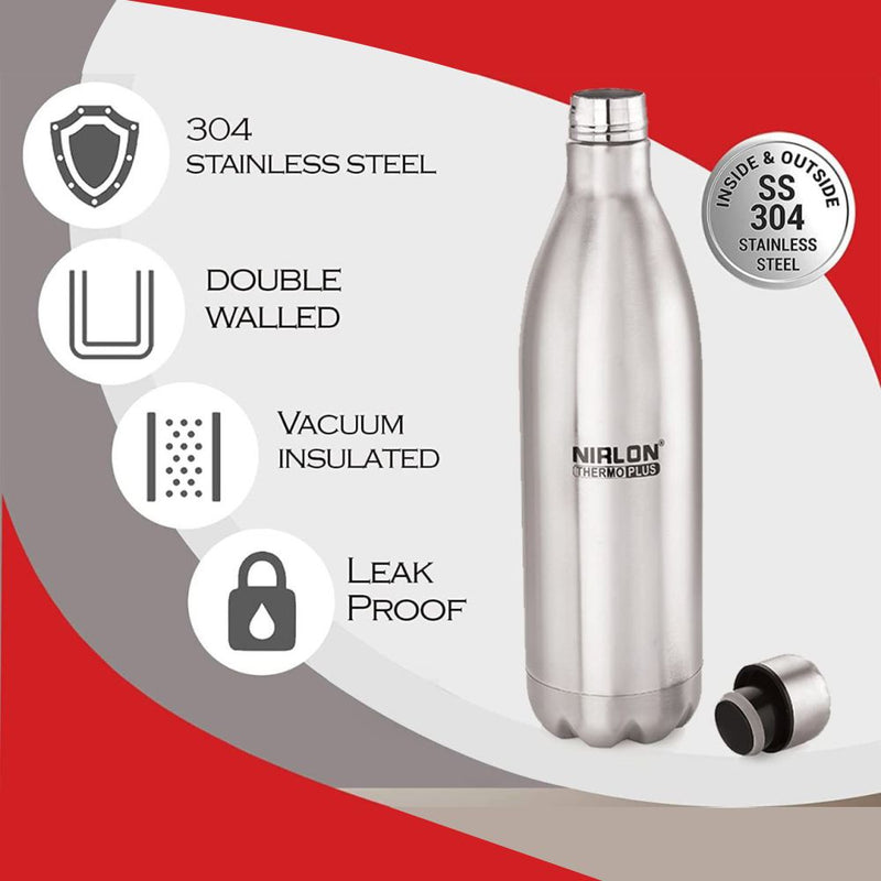 Nirlon Stainless Steel Cola Thermo Plus 960 ML Vacuum Insulated Flask Water Bottle - 5