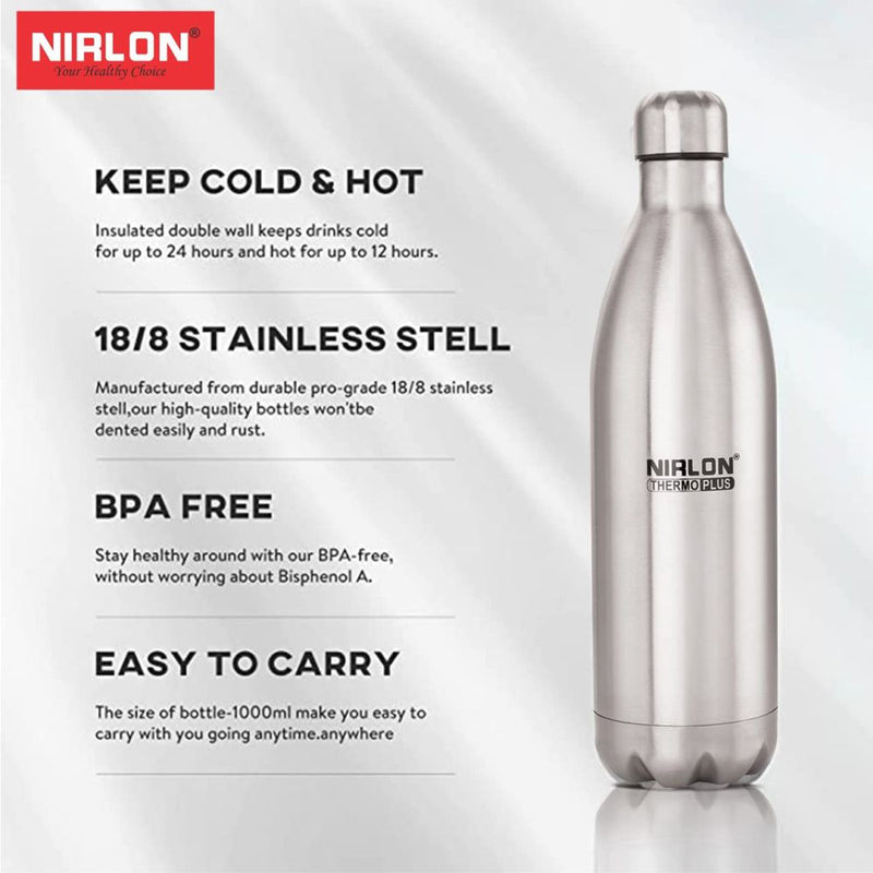 Nirlon Stainless Steel Cola Thermo Plus 960 ML Vacuum Insulated Flask Water Bottle - 4