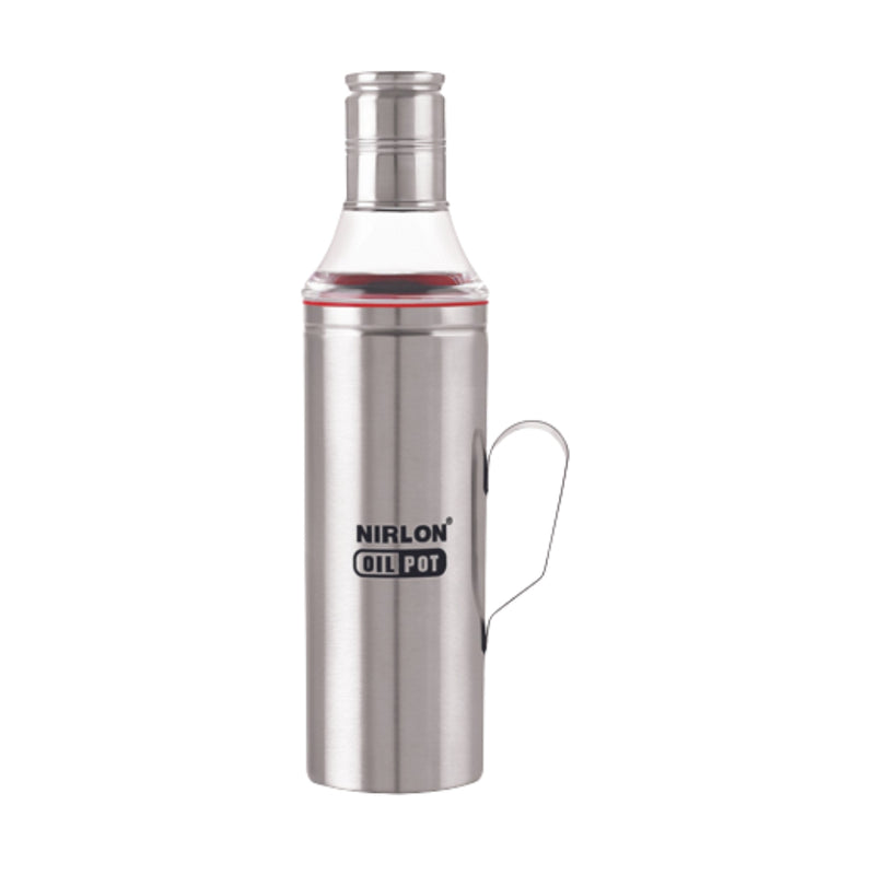 Nirlon Stainless Steel Slim Oil Pot with Handle | Silver | 1 Pc | 1000 ML only at www.rasoishop.com