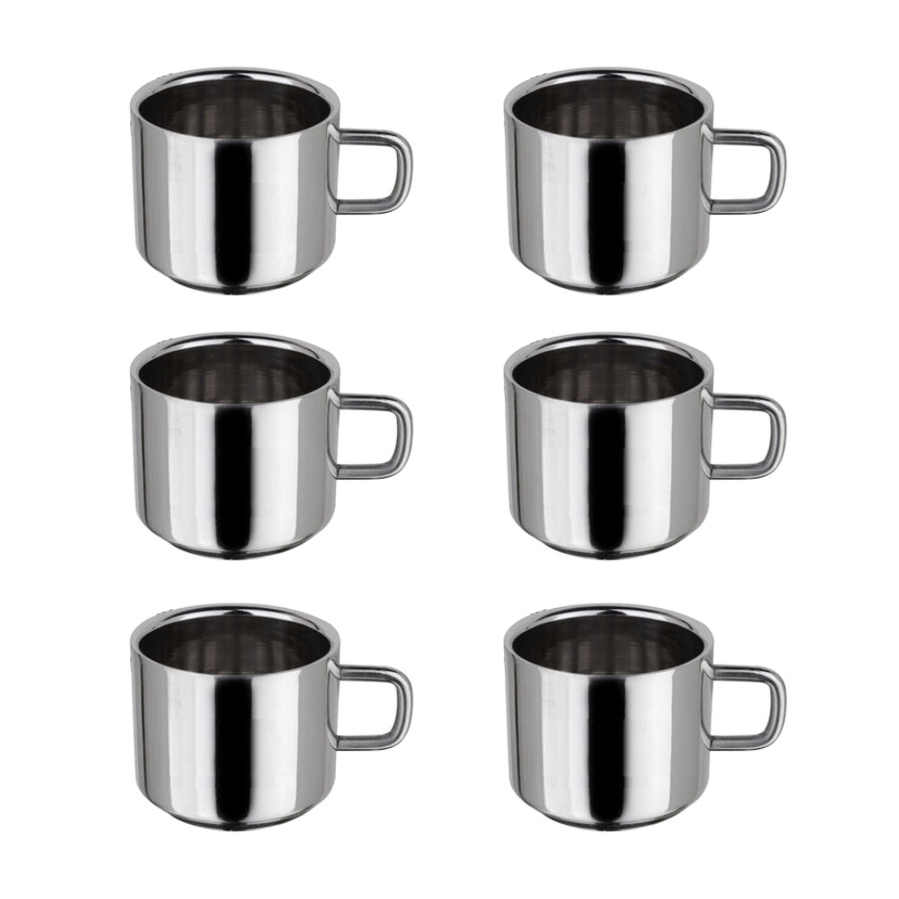Nelcon Tea Set Nirlon Nelcon Stainless Steel 100 ML Small Tea Cup | Silver | Set of 6 ...