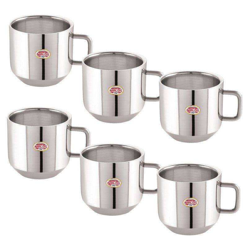 Nirlon Stainless Steel Small Tea Cup - TipTop | Silver | Set of 6 Pc | 100 ML only from www.rasoishop.com