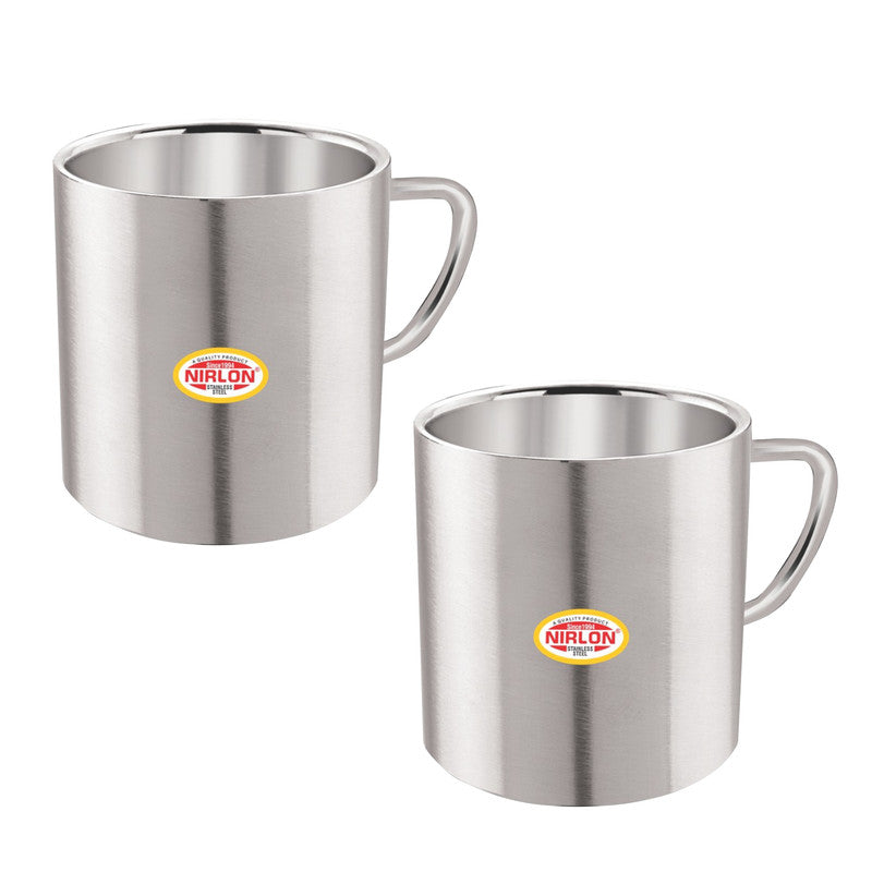 Nirlon Stainless Steel Big Tea Cup - Sober | Silver | Set of 2 Pc | 100 ML only at www.rasoishop.com