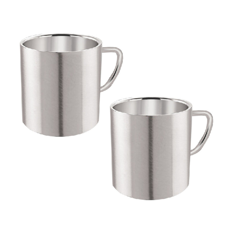 Nirlon Stainless Steel Big Tea Cup - Sober | Silver | Set of 2 Pc | 100 ML only at www.rasoishop.com