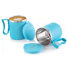 Nirlon Flute 300 ML Double Wall Plastic Stainless Steel Tea Coffee Mug with Lid - Blue - 9