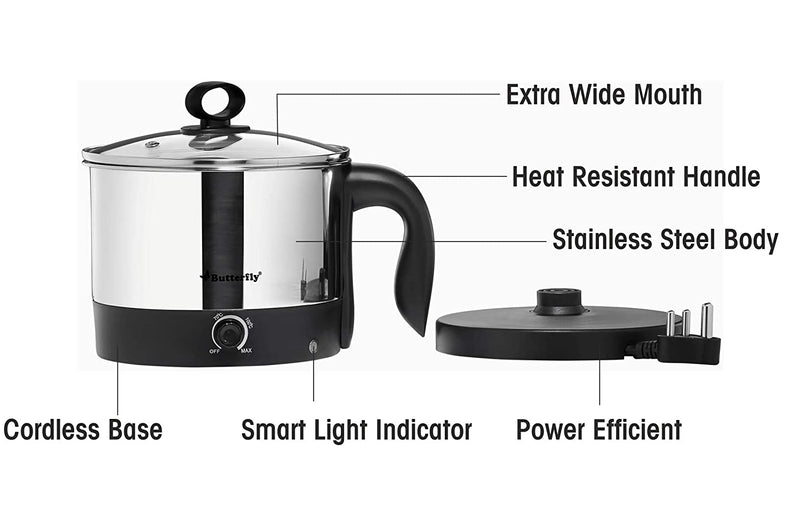 Butterfly Wave 1.2-Litre Multi Cooker (Silver with Black)