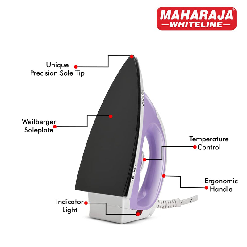 Maharaja Whiteline Sleek DLX 1000 Watt Dry Iron - 6