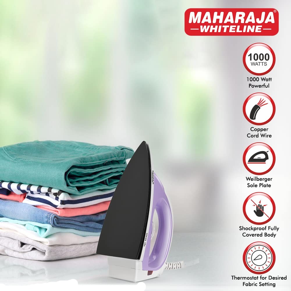 Maharaja Whiteline Sleek DLX 1000 Watt Dry Iron - 3