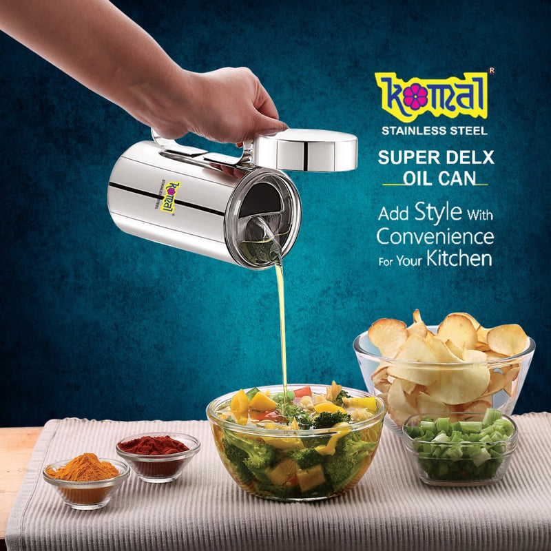Komal Stainless Steel Oil Pot/ Grease Can - Reusable Oil Storage Container - 5