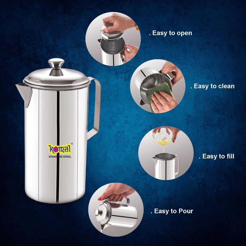 Komal Stainless Steel Kavla 1000 ML Oil Pot - 5