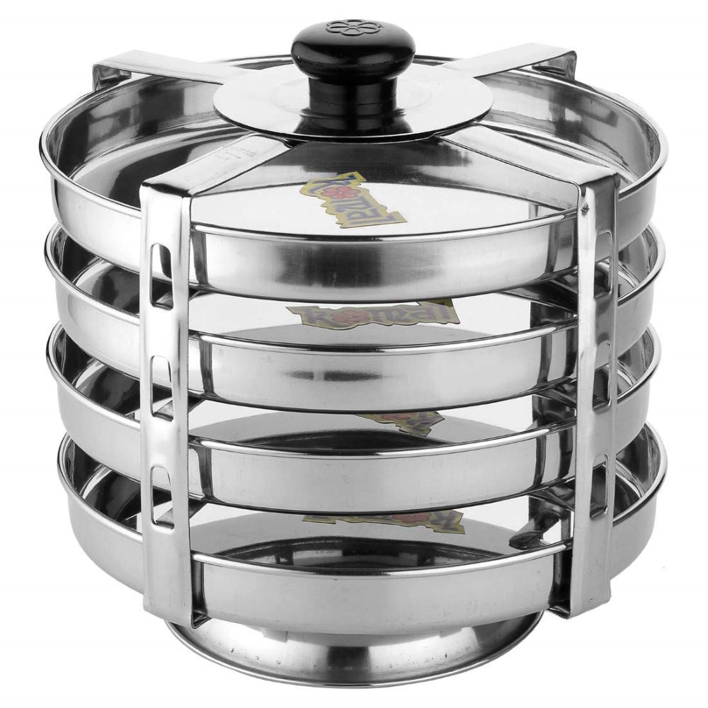 Komal Stainless Steel Dhokla Stand with 4 Plates Hawkins Type Silv