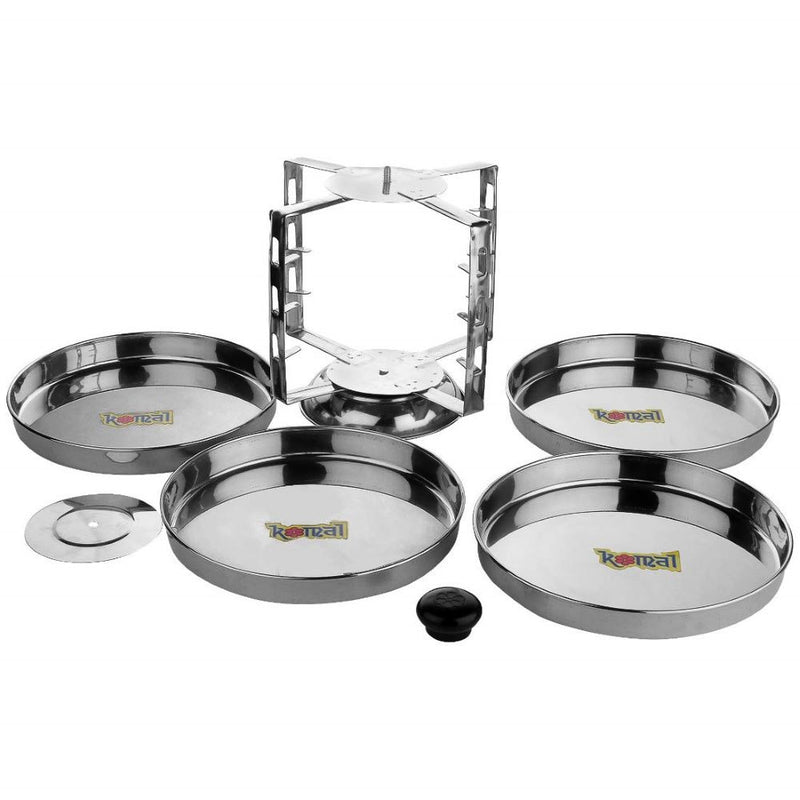 Komal Stainless Steel Dhokla Stand with 4 Plates - 3