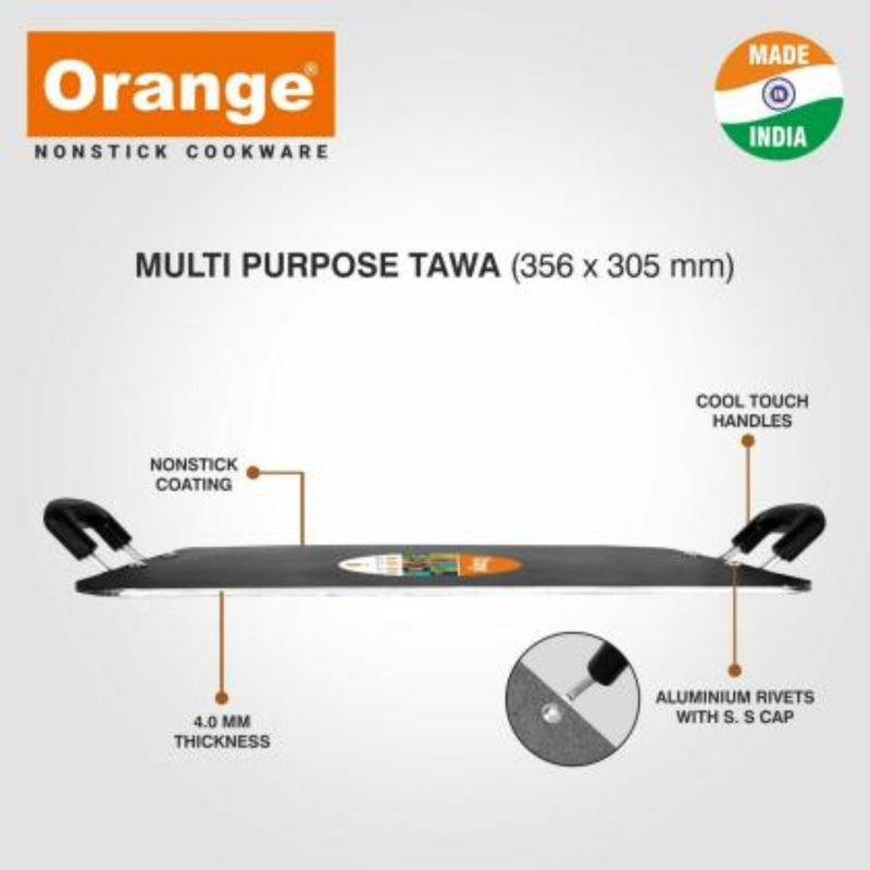 Orange Aluminium Non Stick Multi Purpose Pathri Tawa - 4