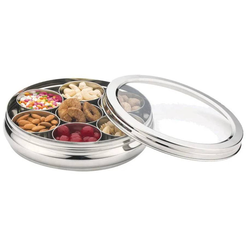 Decent Stainless Steel Deluxe Masala Dabba with Glass Lid - 3
