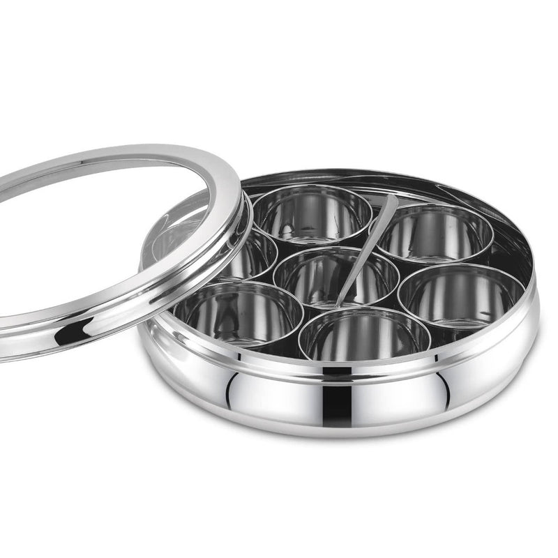 Decent Stainless Steel Deluxe Masala Dabba with Glass Lid - 2