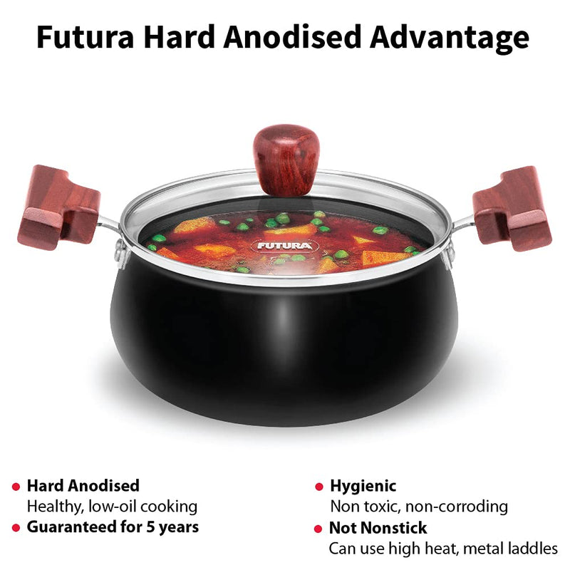 Hawkins Futura Hard Anodised Cook n Serve Handi with Glass Lid - ACH20G - 4