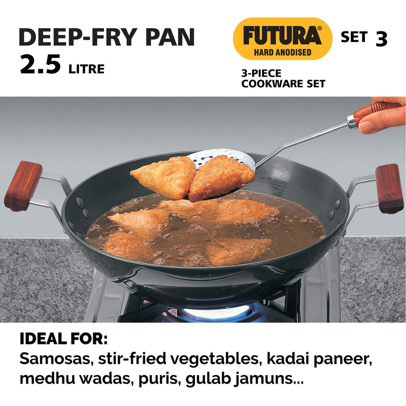 Futura Hard Anodised Cookware Set 3 by Hawkins (Tava, DeepFry Pan, Ha
