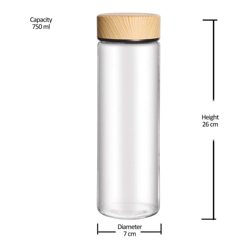 Treo Borosilicate Woody Crysta Glass Bottle - 6