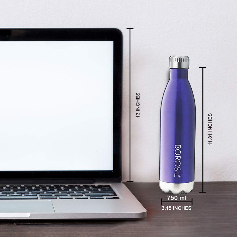Borosil Hydra Stainless Steel Bolt Trans - Vacuum Insulated Flask Water Bottle